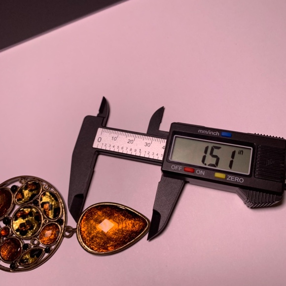 Animal/Leopard gold tone multi stone tear drop statement necklace on brown cord - Picture 9 of 15